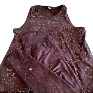 Chocolate Brown Gold Flake Legging & Tank Set S